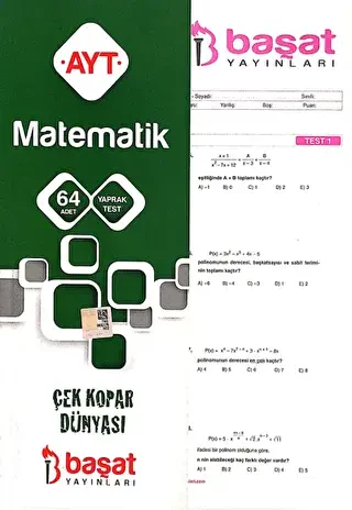 Başat Yayınları AYT Matematik Yaprak Test - 1