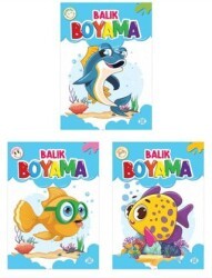 Balık Boyama Seti 3 Kitap - Dokuz Çocuk