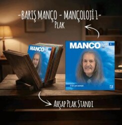 Barış Manço - Mançoloji 1 Plak ve Ahşap Plak Standı - Plak