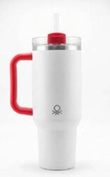 Benetton Be-Kct100-Kk Çelik Termos 900 Ml. Krem Zemin Kırmızı Kulp Krem - Benetton