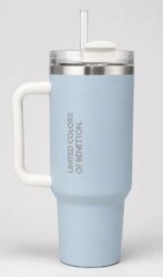 Benetton Be-Kct100-Mb Çelik Termos 900 Ml. Açık Mavi Zemin Beyaz Kulp Açık Mavi - Benetton