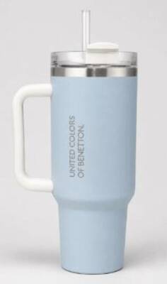 Benetton Be-Kct100-Mb Çelik Termos 900 Ml. Açık Mavi Zemin Beyaz Kulp Açık Mavi - 1