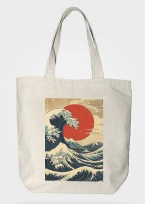 Bez Çanta Gabardin Kumaş %100 Pamuk - Kanagawa Dalgası - 1