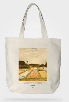 Bez Çanta Gabardin Kumaş %100 Pamuk Van Gogh Tablosu - Çiçek Bahçeleri - 1