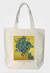 Bez Çanta Gabardin Kumaş %100 Pamuk Van Gogh Tablosu - İrisli Vazo - Bcoverart