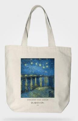 Bez Çanta Gabardin Kumaş %100 Pamuk Van Gogh Tablosu - Rhone - 1