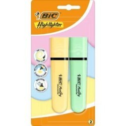 Bic Marking Flat Highlighter 2Li Blister Pastel Sarı-Yeşil - Bic