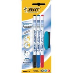 Bic Velleda 1721 Çocuk Tahta Kalemi 3Lü Poşet Krş+Silgili - Bic