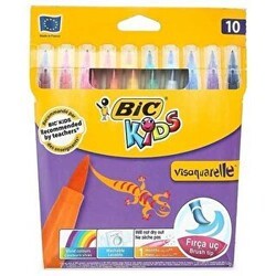 Bic Visa Fırça Uçlu Keçeli Boya Kalemi 10`lu Kutu - Bic