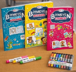 Boya Sil Bitmeyen Boyama 3 Kitap + Boya Kalemi Hediyeli - Atlı Karınca Yayınları