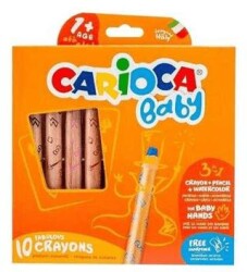 Carioca Jumbo Bebek Ahşap Gövdeli Boya Kalemi 10 Renk 3İn1 - Carioca