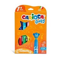Carioca Teddy Şekilli Jumbo Bebek Süper Yıkanabilir 12Li Keçeli Boya - Carioca