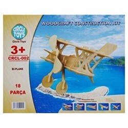 Circle Toys 002 Bi-Plane Uçak Ahşap Maket - Circle Toys