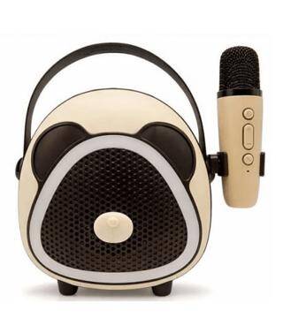 Çocuklara Özel Retro Tasarımlı Bluetooth Karaoke Mikrofon ve Ahşap Tripod – Koyu Kahverengi - 1