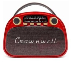 Crownwell Taşınabilir Bluetooth Retro Radyo Arizona Serisi Metalik Kırmızı - Crownwell