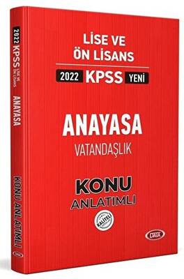 Data Yayınları Data KPSS Lise Ve Ön Lisans Anayasa Vatandaşlık Konu Kitabı 2022 - 1