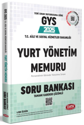 Data Yayınları T.C. Aile ve Sosyal Hizmetler Bakanlığı Yurt Yönetim Memuru GYS Soru Bankası Karekod Çözümlü - 1