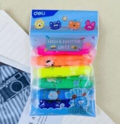 Deli Mini Desenli Fosforlu Kalem 6Lı Paket - Deli