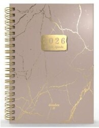 Denden Spiralli 2026 Mermer Bej Ajanda DD-020 - Başka Defter