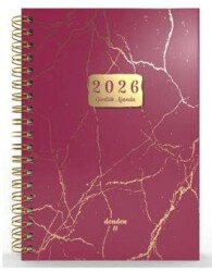 Denden Spiralli 2026 Mermer Kırmızı Ajanda DD-020 - Başka Defter