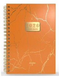 Denden Spiralli 2026 Mermer Turuncu Ajanda DD-020 - Başka Defter