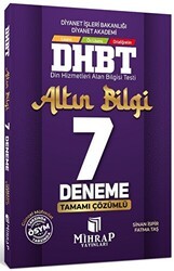 Mihrap Yayınları DHBT Tüm Adaylar Altın Bilgi 7 Deneme Çözümlü - Mihrap Yayınları