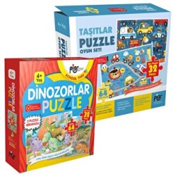 Dinozorlar ve Taşıtlar Puzzle Oyun Seti - Piar Kids