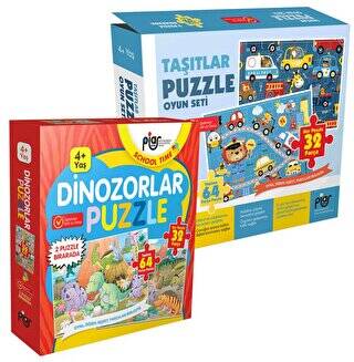 Dinozorlar ve Taşıtlar Puzzle Oyun Seti - 1