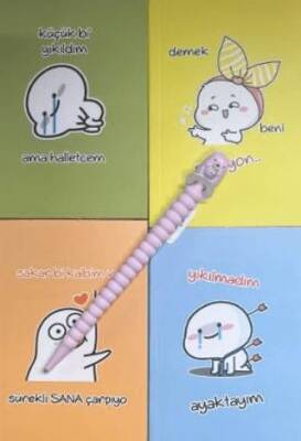 Duygulu Not Defteri 4`lü + Butik Kalem Hediyeli - 1