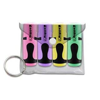 Edding 7 Mini Fosforlu Kalem 4`lü Set Pastel Karışık - 1