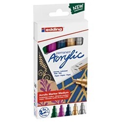 Edding Orta Uçlu Akrilik Markör 5`li Set Festive - Edding