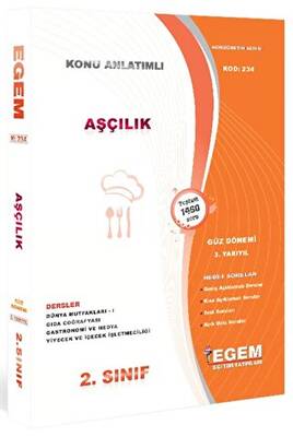 Egem Eğitim Yayınları 2. Sınıf Aşçılık Güz Dönemi 3. Yarıyıl Tüm Dersler Konu Anlatımlı Soru Bankası 234 - 1