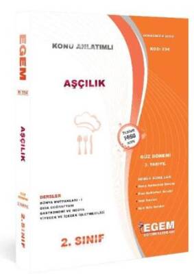 Egem Eğitim Yayınları 2. Sınıf Aşçılık Güz Dönemi 3. Yarıyıl Tüm Dersler Konu Anlatımlı Soru Bankası 234 - 1