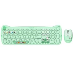 Everest KM-6283 CATTY Renkli Tuşlu Yeşil 2.4 ghz + BT Kablosuz Q Multimedia Klavye + Mouse + Pad Set - Everest