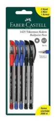 Faber-Castell 1425 Tükenmez 2 Siyah 2 Mavi 1 Kırmızı Blister - Faber-Castell