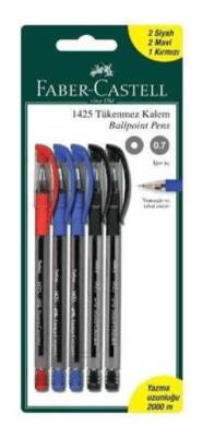 Faber-Castell 1425 Tükenmez 2 Siyah 2 Mavi 1 Kırmızı Blister - 1