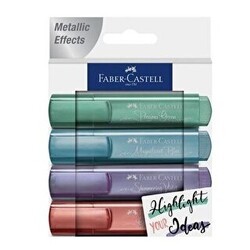Faber-Castell Fosforlu Kalem 46 Metalik Renkler 4Lü - Faber-Castell