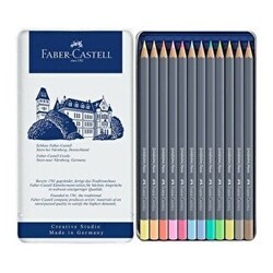 Faber-Castell GoldFaber-Aqua Sulu Boya Kalemi Pastel Metal Kutu 12 Renk - Faber-Castell