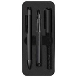 Faber-Castell Hexo Dolma ve Tükenmez Kalem Set Mat Siyah - Faber-Castell