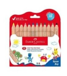 Faber-Castell Little Creatives Jumbo Yarım Boy Boya Kalemi 12 Renk - Faber-Castell
