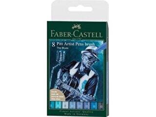 Faber-Castell Pitt Artist Pen Fırça Uç 8Li Mavi Tonları - 1