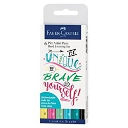 Faber-Castell Pitt Artist Pen Kaligrafi Seti Pastel Tonlar 6 Renk - Faber-Castell