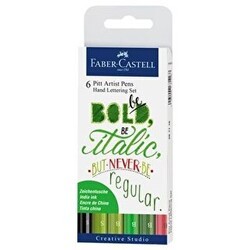 Faber-Castell Pitt Artist Pen Kaligrafi Seti Yeşil Tonlar 6 Renk - Faber-Castell