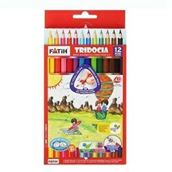 Fatih Kuru Boya Üçgen Tridocia Tam Boy 12 Renk - Fatih