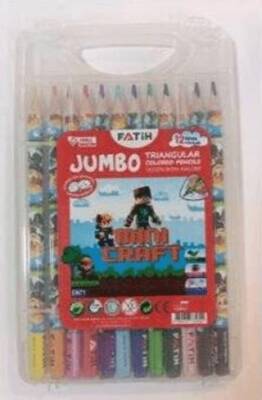 Fatih Minecraft Jumbo Üçgen Kuru Boya 12 Renk Çantalı - 1