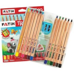 Fatih Triboo Natural Jumbo Kuru Boya 12Li - Kalemtraş Hediyeli - Fatih