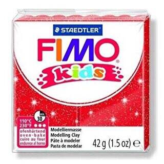Fimo 8030-212 02 Modelleme Kili Kids Yaldızlı Kırmızı - 1