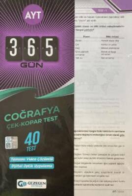 Gezegen Yayıncılık AYT 365 Gün Coğrafya 40 Yaprak Test - 1