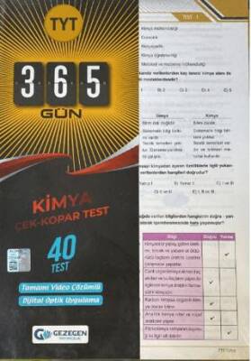 Gezegen Yayıncılık TYT 365 Gün Kimya 40 Yaprak Test - 1