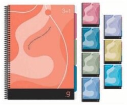 Gıpta 6961 Geo Spiralli 3+1 Seperatörlü Pp Kapak Defter A4 140 Yaprak - Gıpta